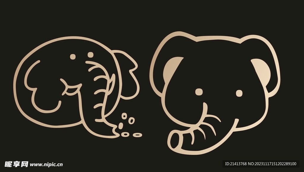 手绘卡通大象 