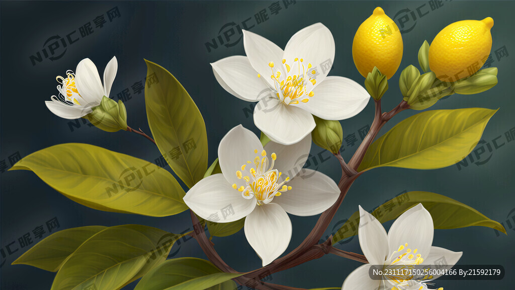 茉莉花枝 完整柠檬 完整画面