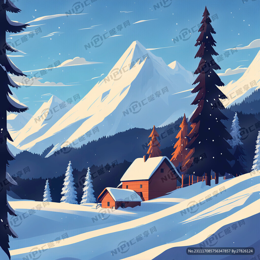 直播间背景 层次感 插画 雪山