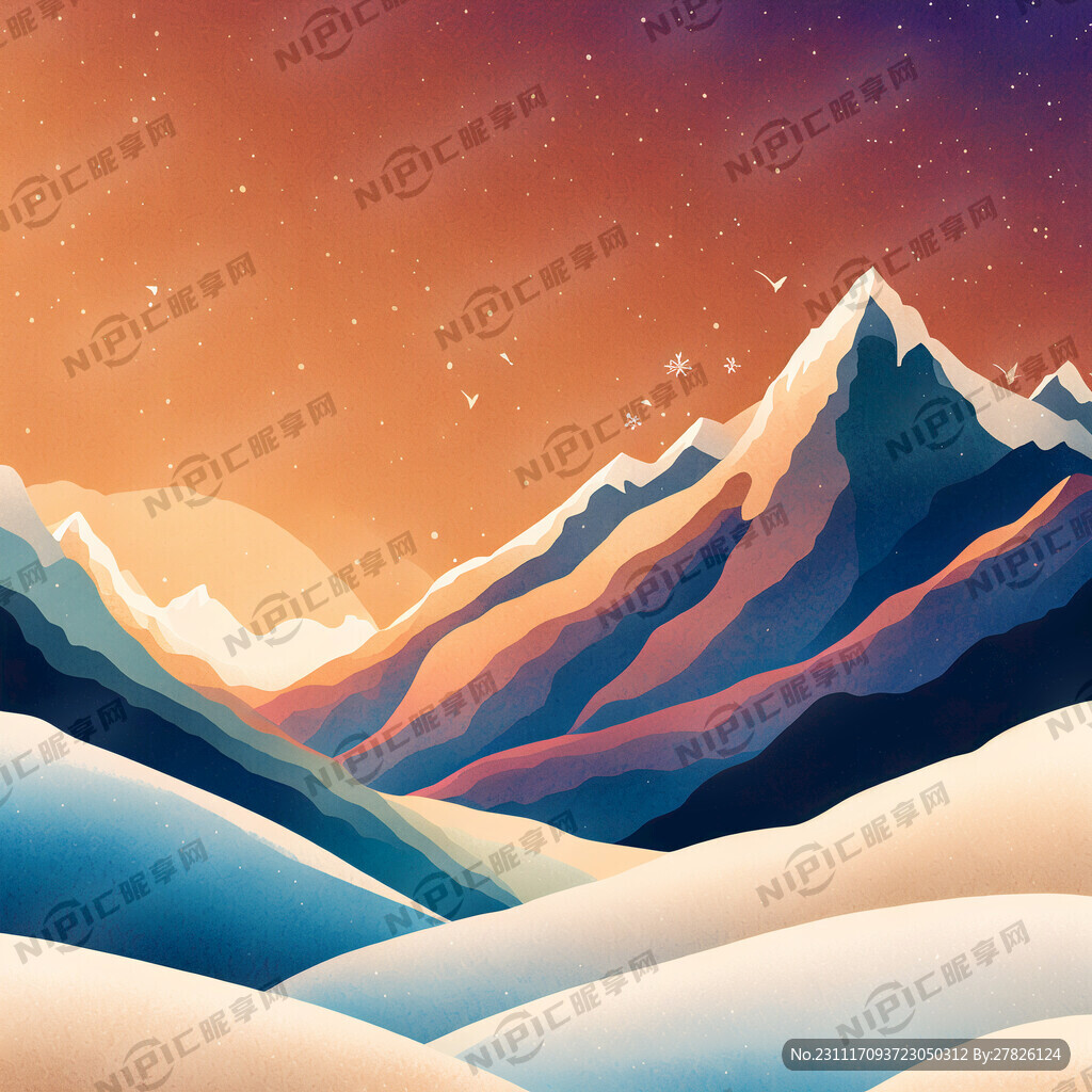 直播间背景 层次感 插画 雪山