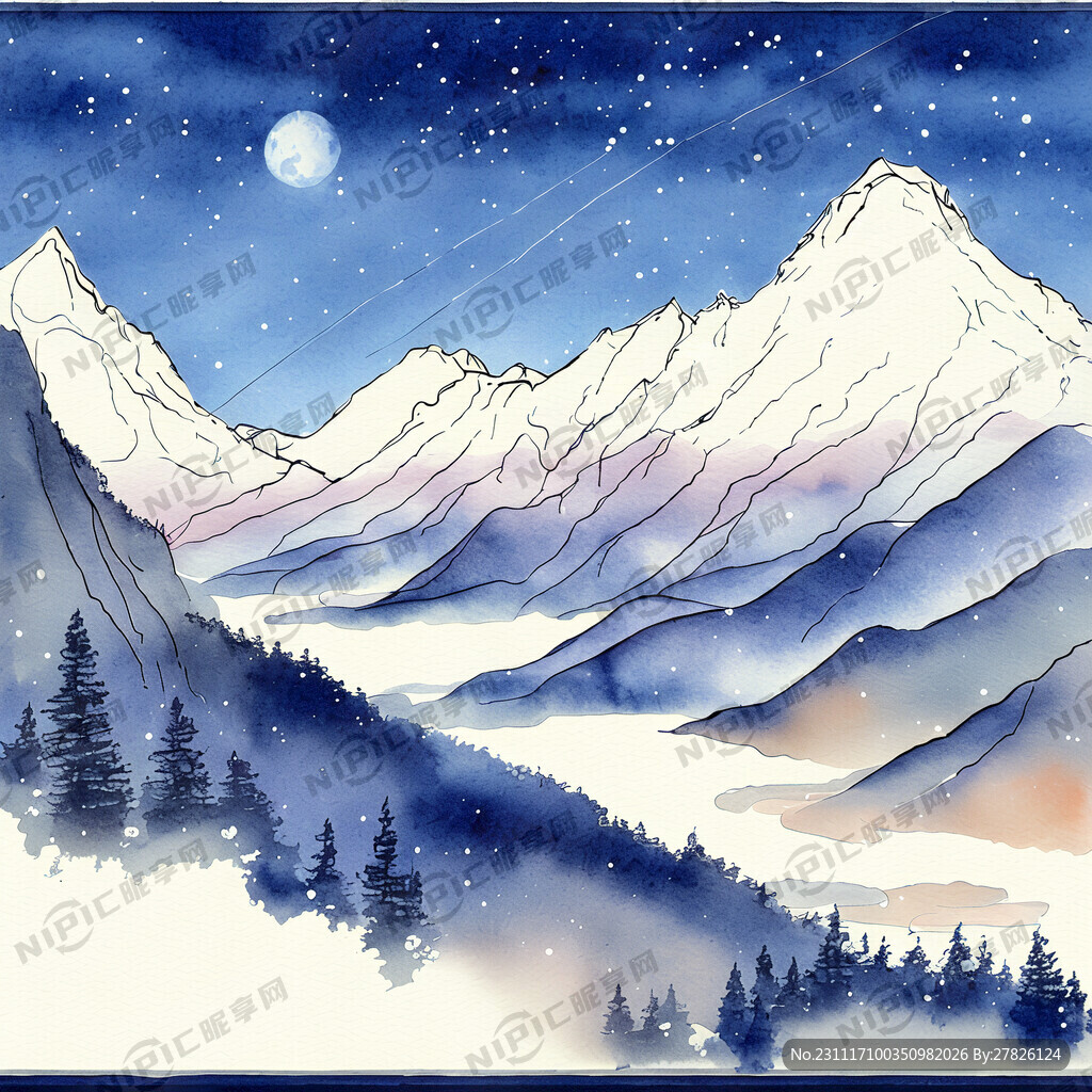 直播间背景 层次感 插画 雪花