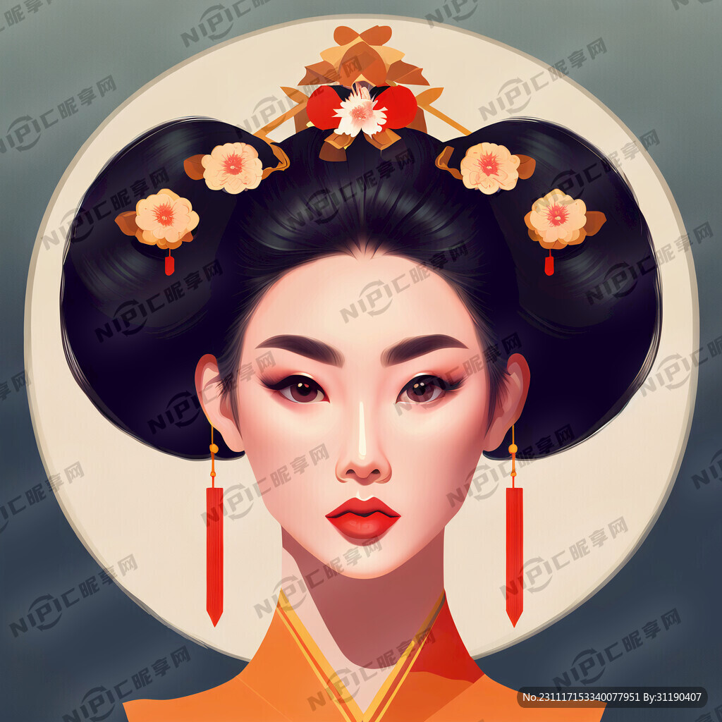 扁平化妩媚女性