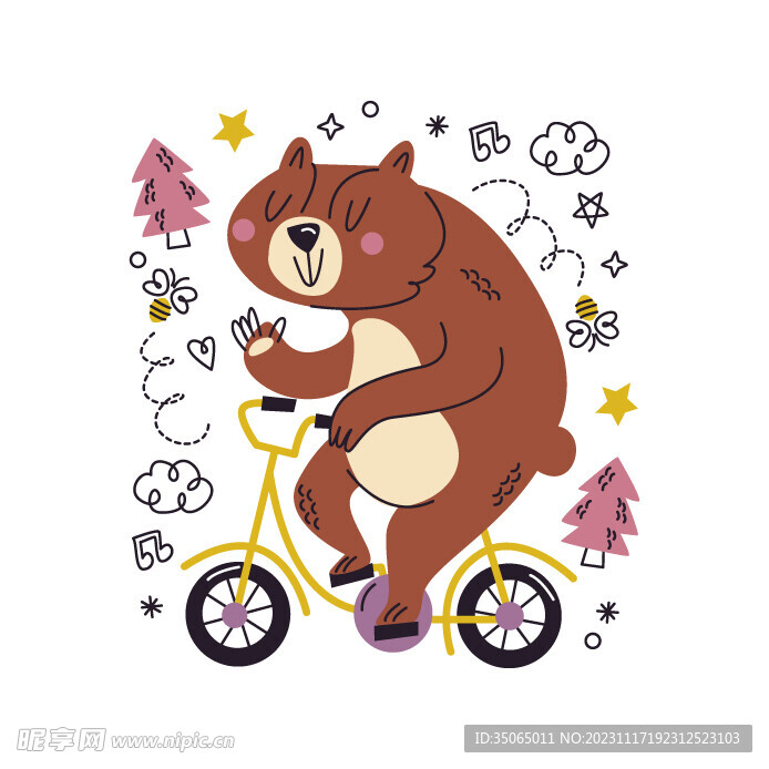 可爱手绘动物插图