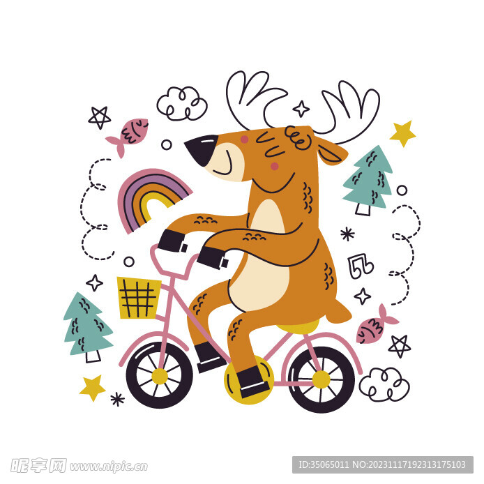可爱手绘动物插图