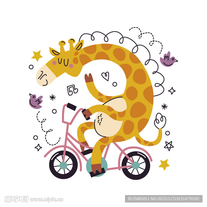 可爱手绘动物插图