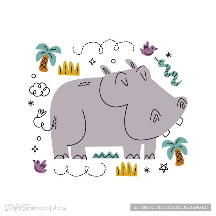 可爱手绘动物插图