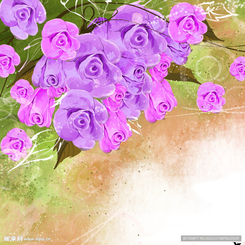 水彩紫色花卉挂画装饰画