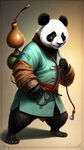 功夫中医，中医形象，熊猫，熊猫背着大葫芦，中医穿着，中医元素