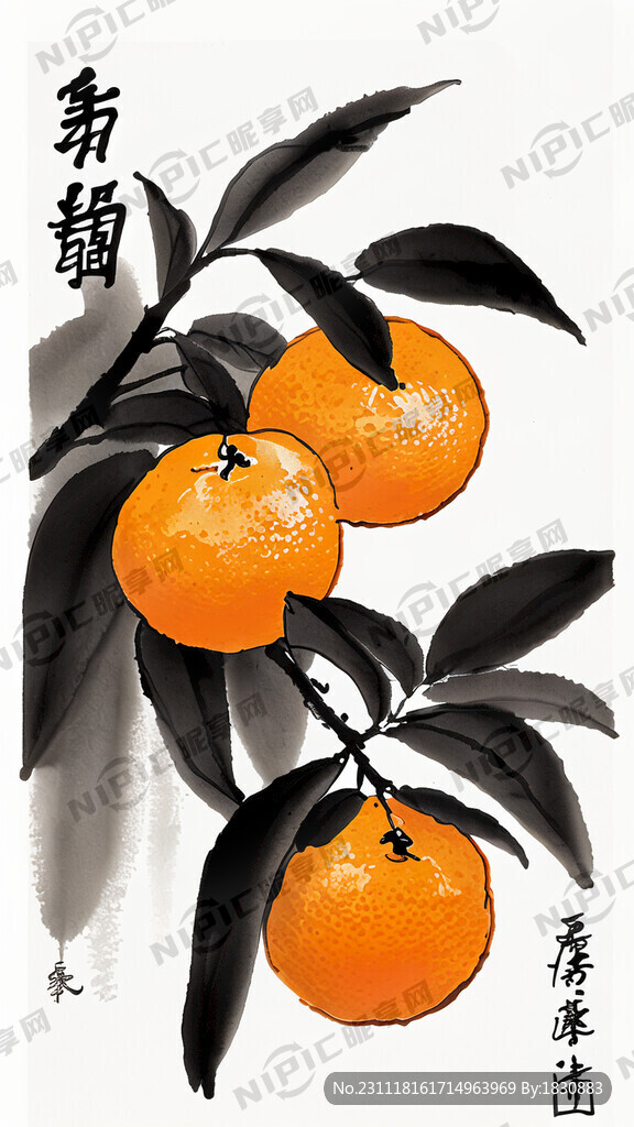 长沙市橘子洲 手绘 国画风格