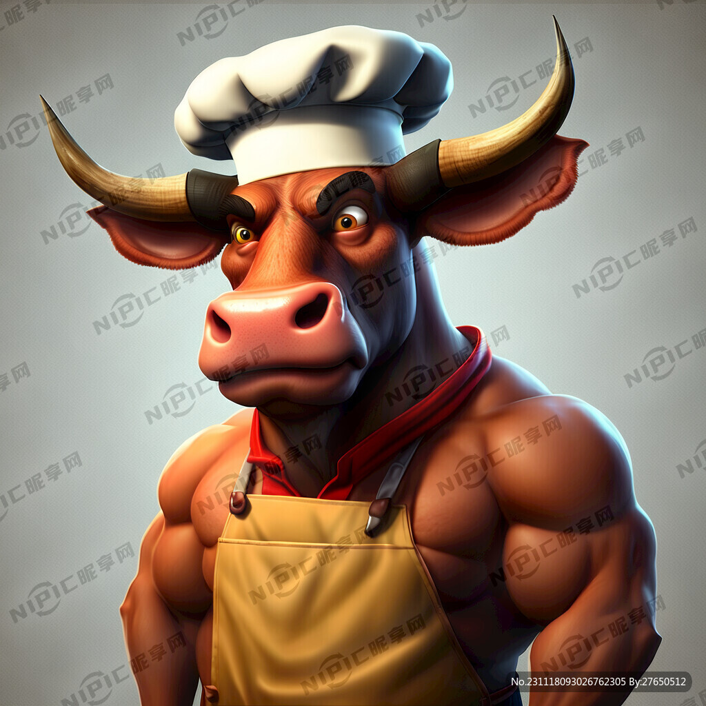 卡通牛头人厨师