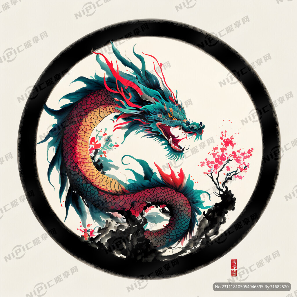 龙 图腾 扁平 国风 圆润