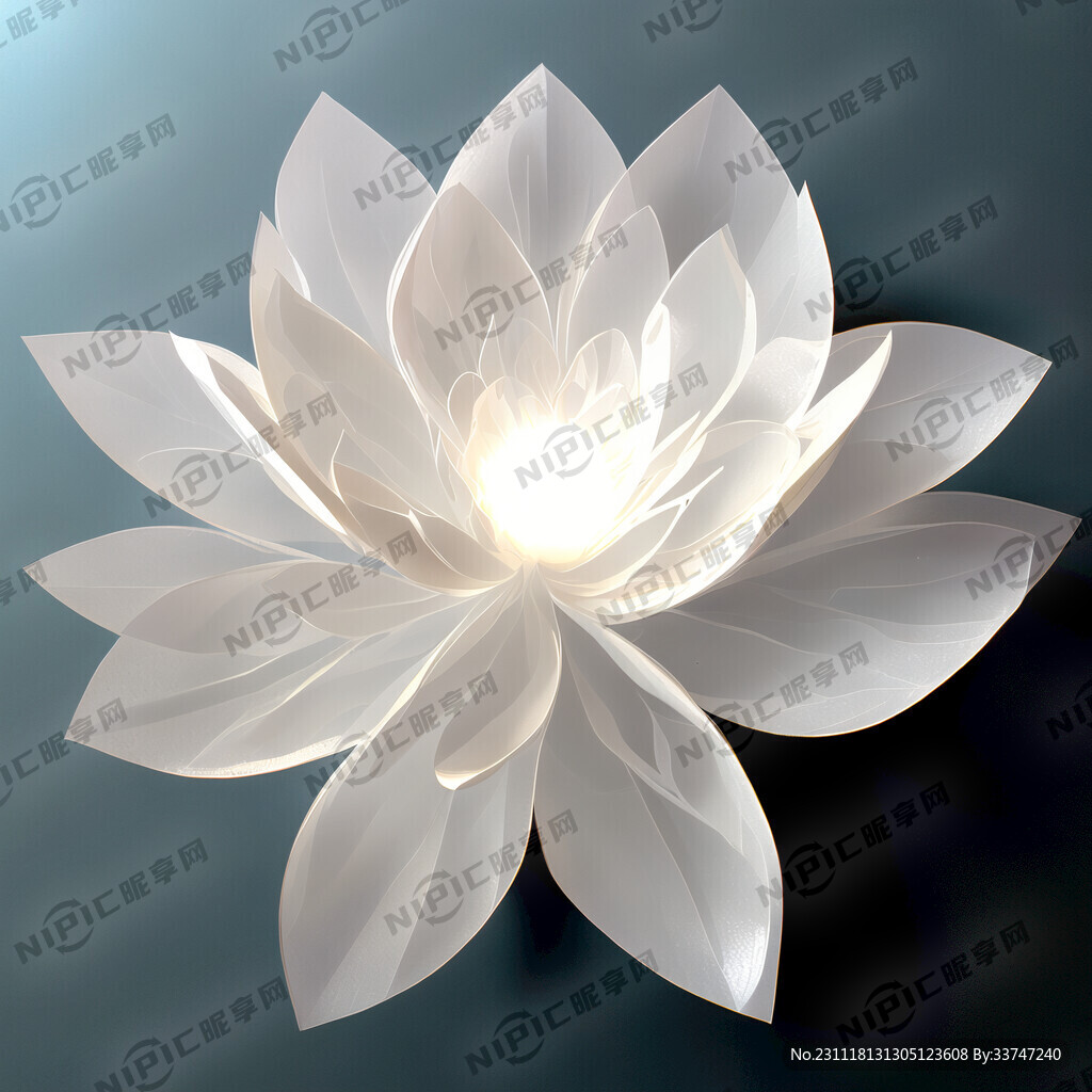 一朵白色透明纸花 后面有透光