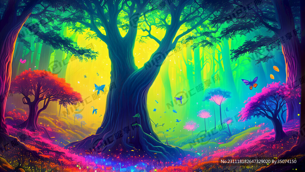 迷幻森林 高大树木 童话世界