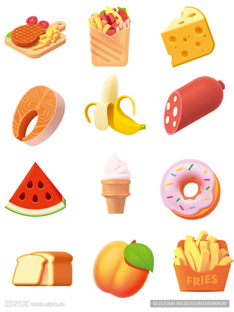 立体美食标签图标免扣