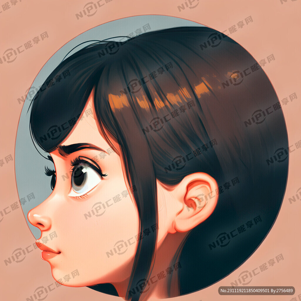 卡通头像 女孩头像 圆脸 侧面
