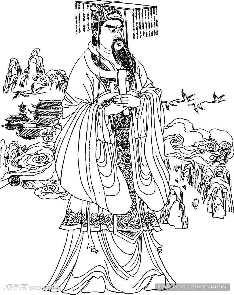 帝王像素描