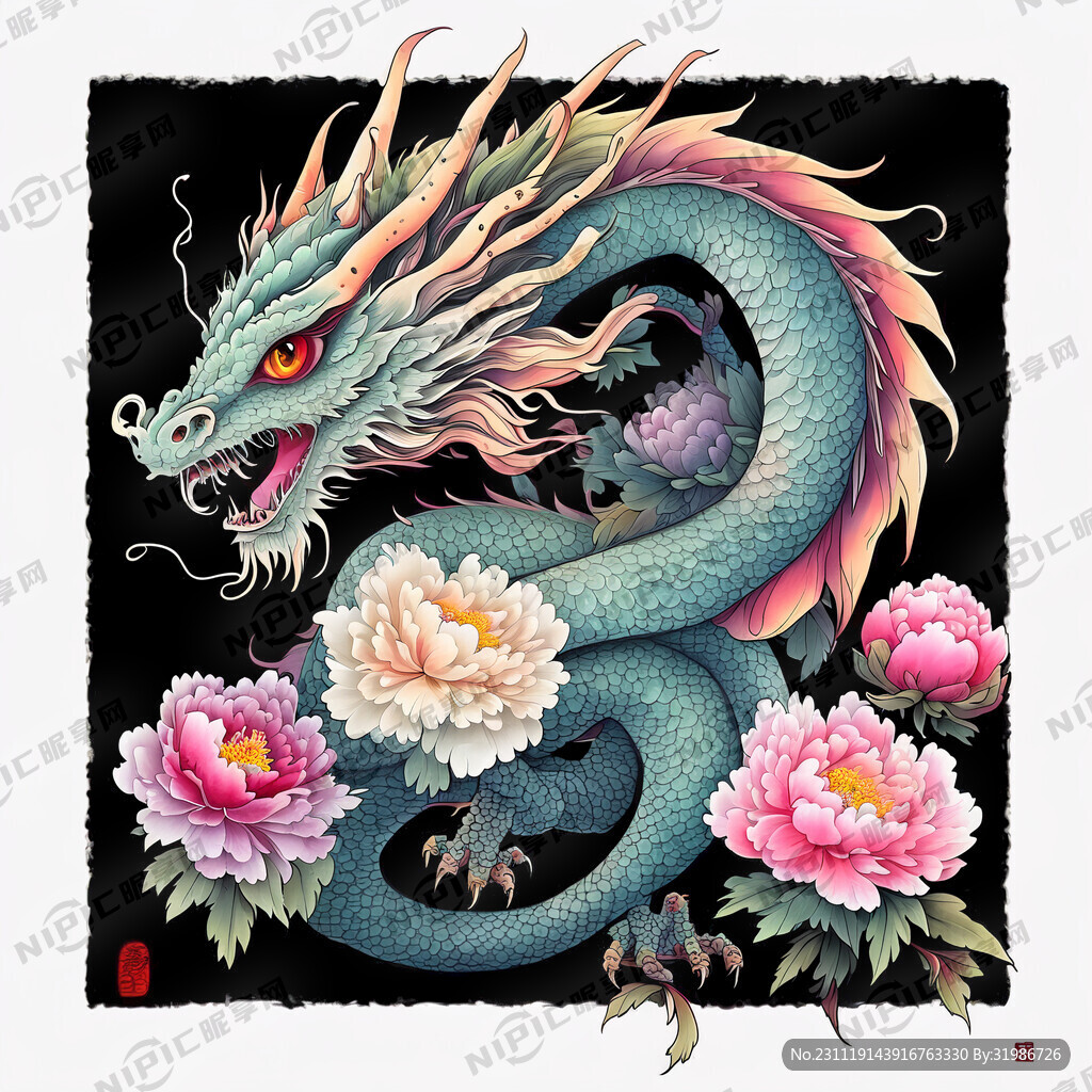 中国龙 龙 卡通 可爱 彩色