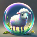 小绵羊 透明感 泡泡 全息色 可爱 百合花 艺术创想