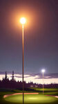 球场高杆灯场景展示  高尔夫球场  高杆投光灯  夜景