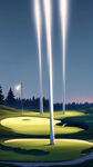 高杆投光灯 高尔夫球场 白光 夜景