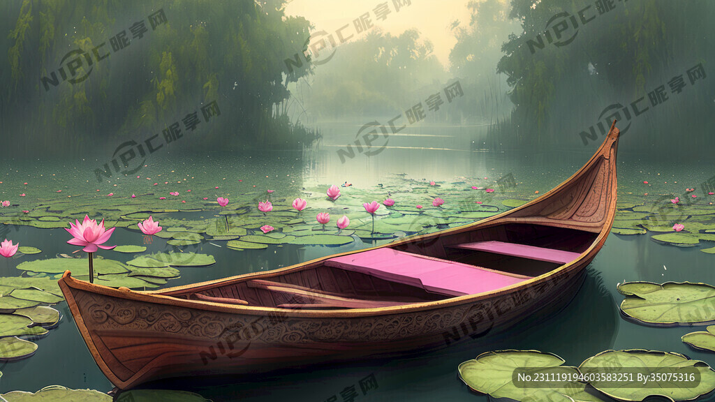 莲花 莲蓬 水 乌篷船