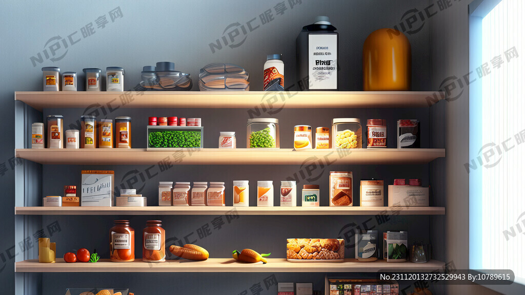 食品 货架 靠墙 灯光