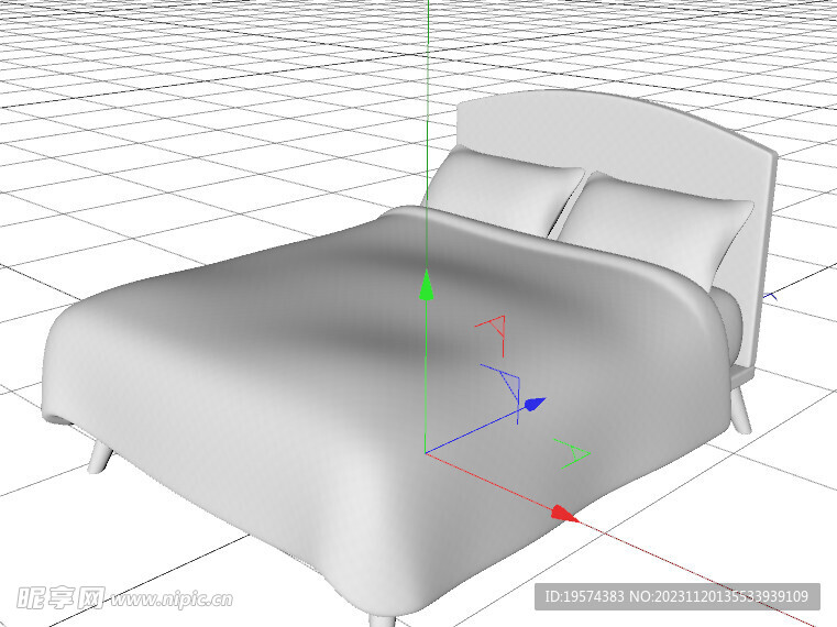 C4D模型 双人床