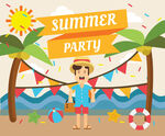 夏季聚会插画