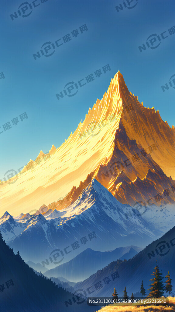 日照金山  蓝天  大气