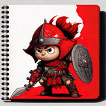 红色封面笔记本，有卡通战士