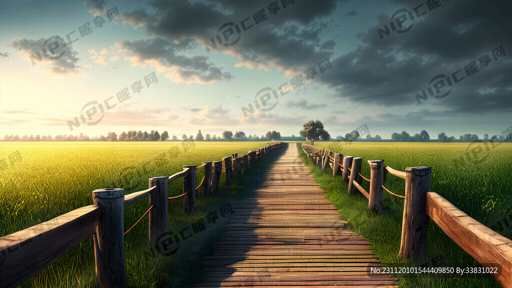 农田里的人行木栈道