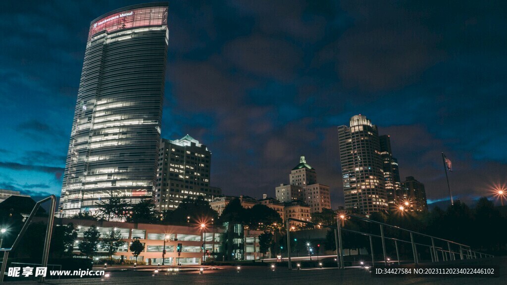 高楼大厦灯光夜景