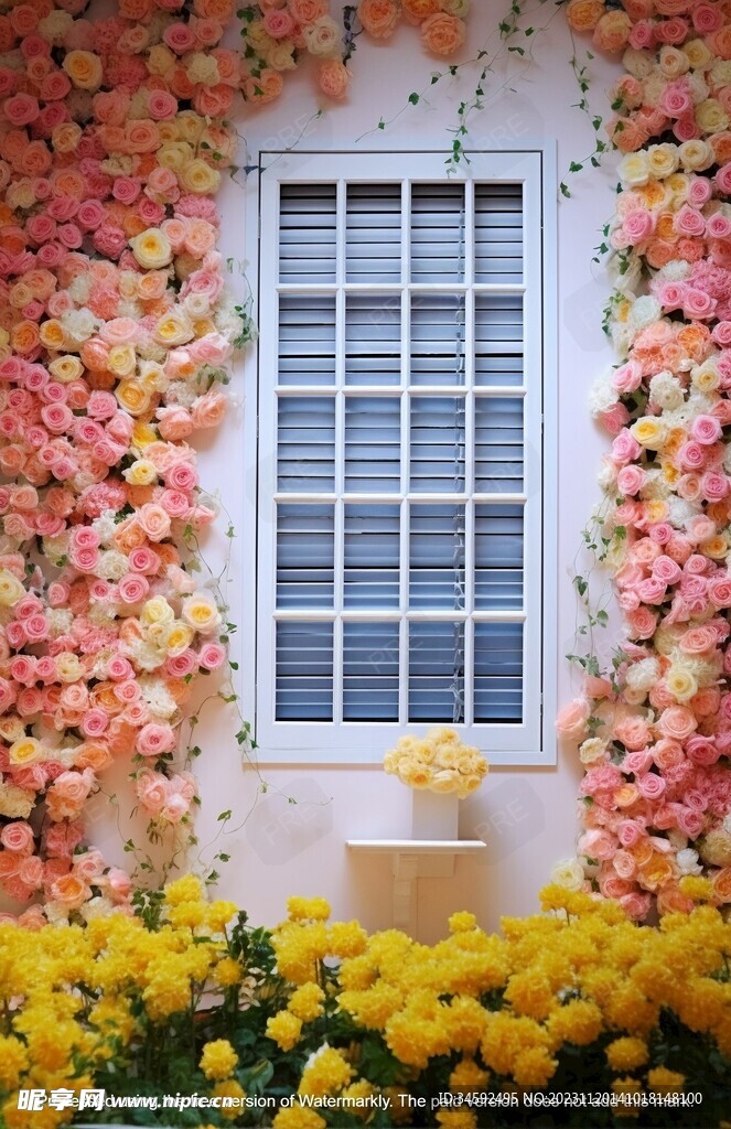 单层花朵和窗户