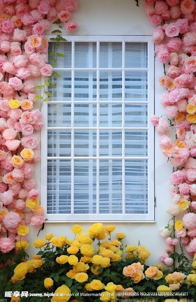 单层花朵和窗户