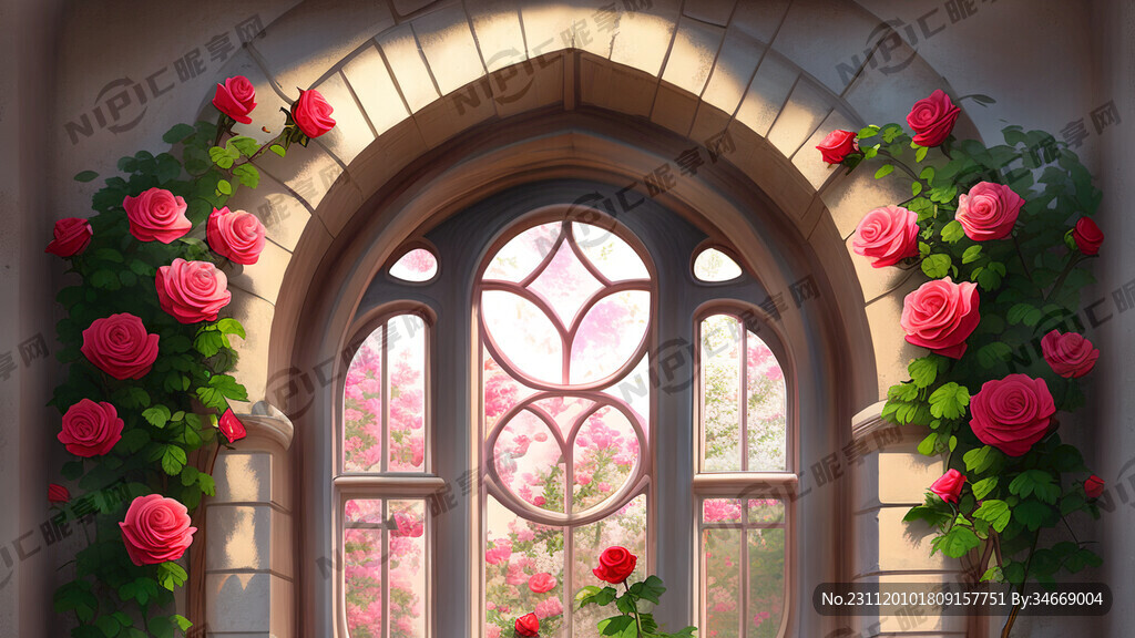 玫瑰花窗户