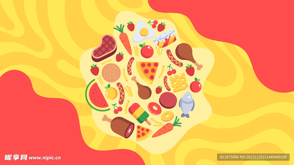 美食元素插画
