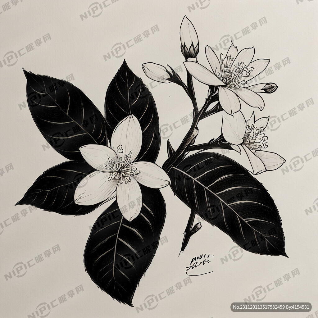 茉莉花 钢笔画 简笔画