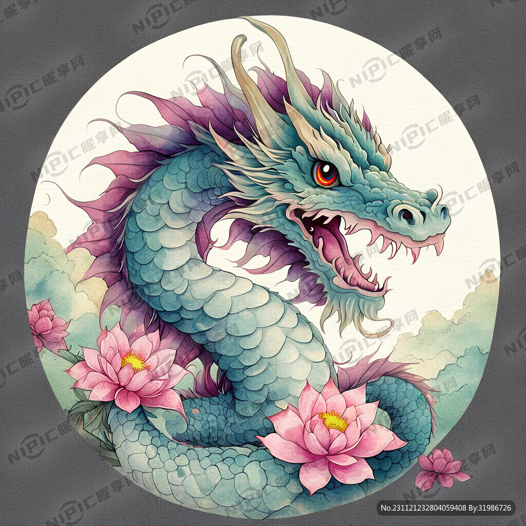 中国龙 龙 卡通 可爱 彩色