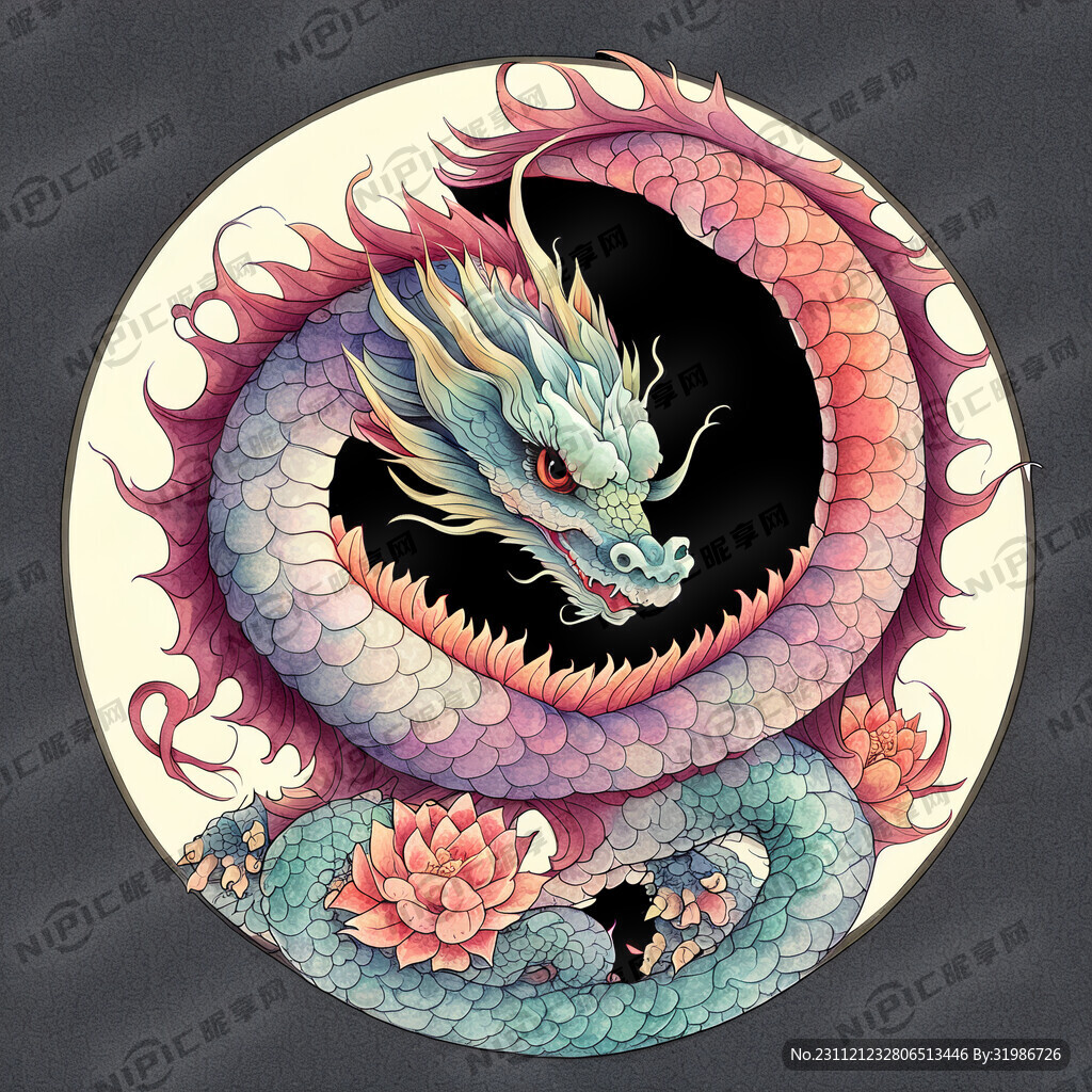 中国龙 龙 卡通 可爱 彩色