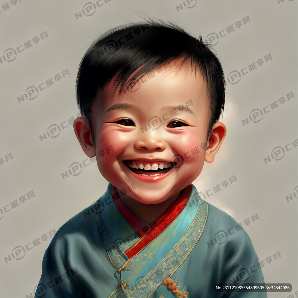 儿童 笑容 写实 插画
