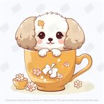 单层可爱的小狗在杯中