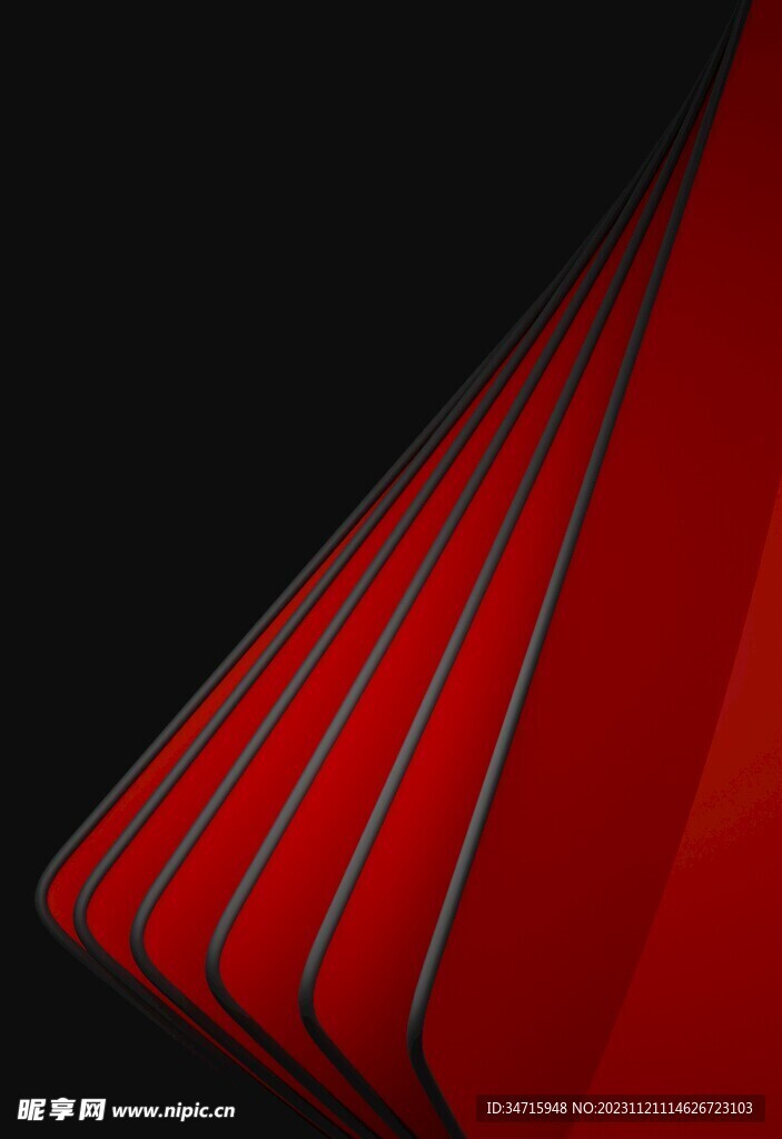 深红色3d弧形几何抽象科技纹理