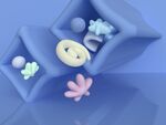 蓝色渐变3d几何体抽象纹理背景
