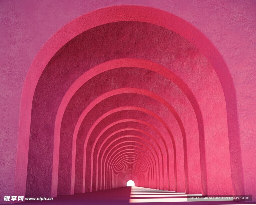粉色3d墙拱形通道背景