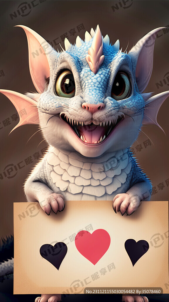 可爱龙猫微笑 手里拿着广告牌