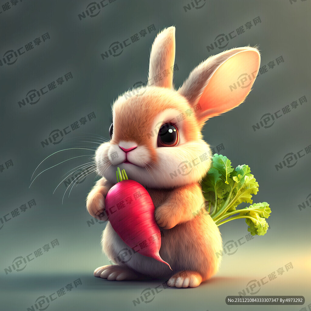可爱兔子 拿着萝卜