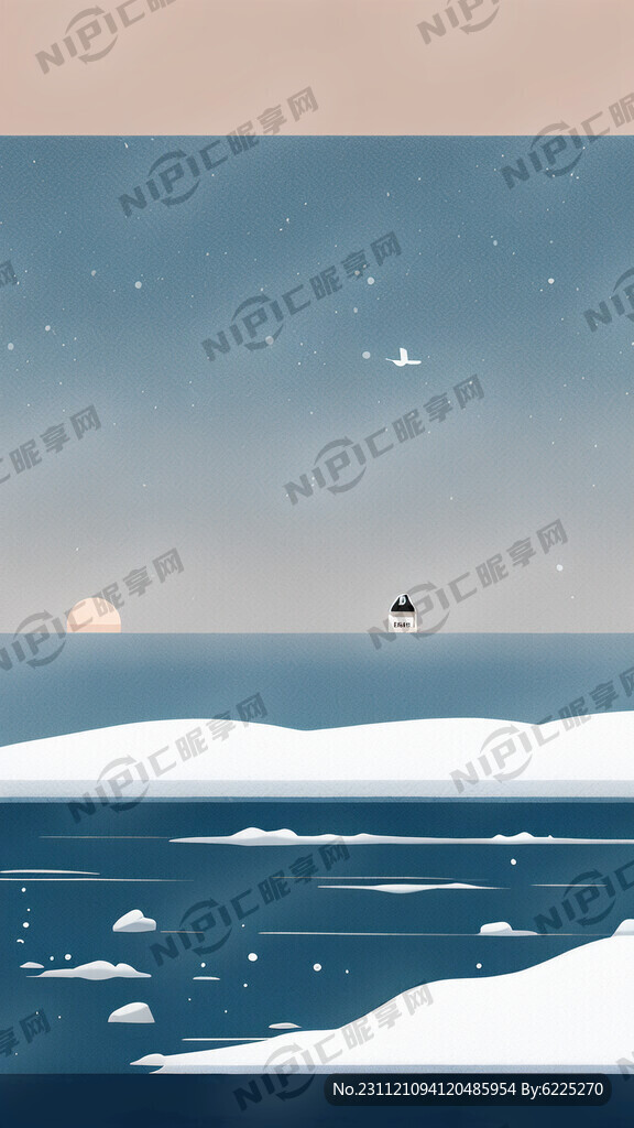 节气小雪 海边 简约