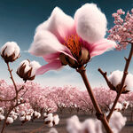 高清图，木棉花，开花时的状态，粉红色