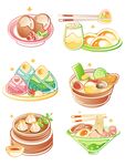 果冻风格中餐店心矢量图标