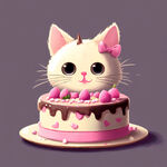 蛋糕 猫 卡通猫 浅粉
